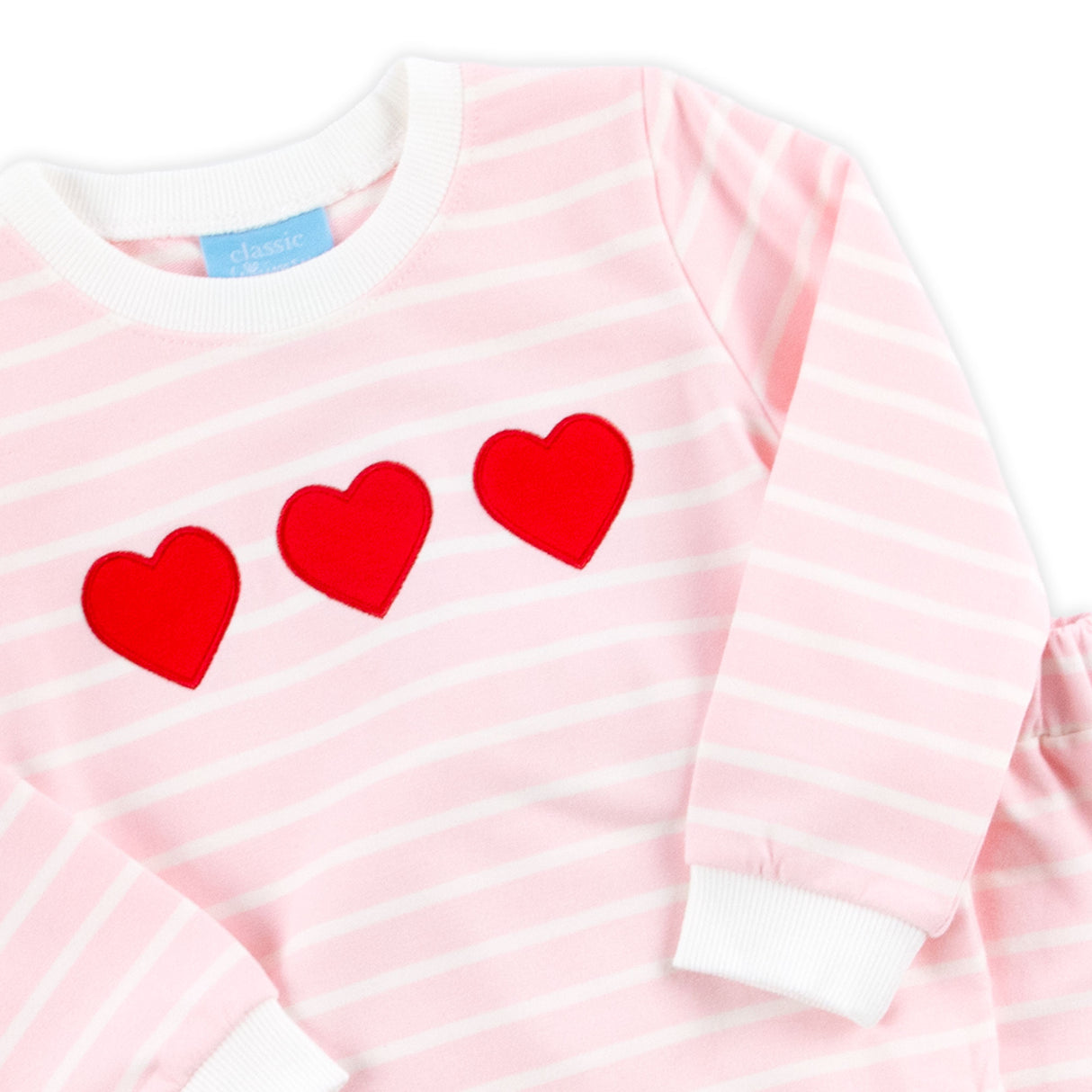 Heart Trio Pink Stripe Jogger Set