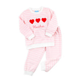 Heart Trio Pink Stripe Jogger Set