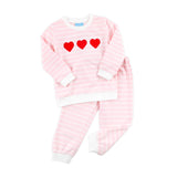 Heart Trio Pink Stripe Jogger Set