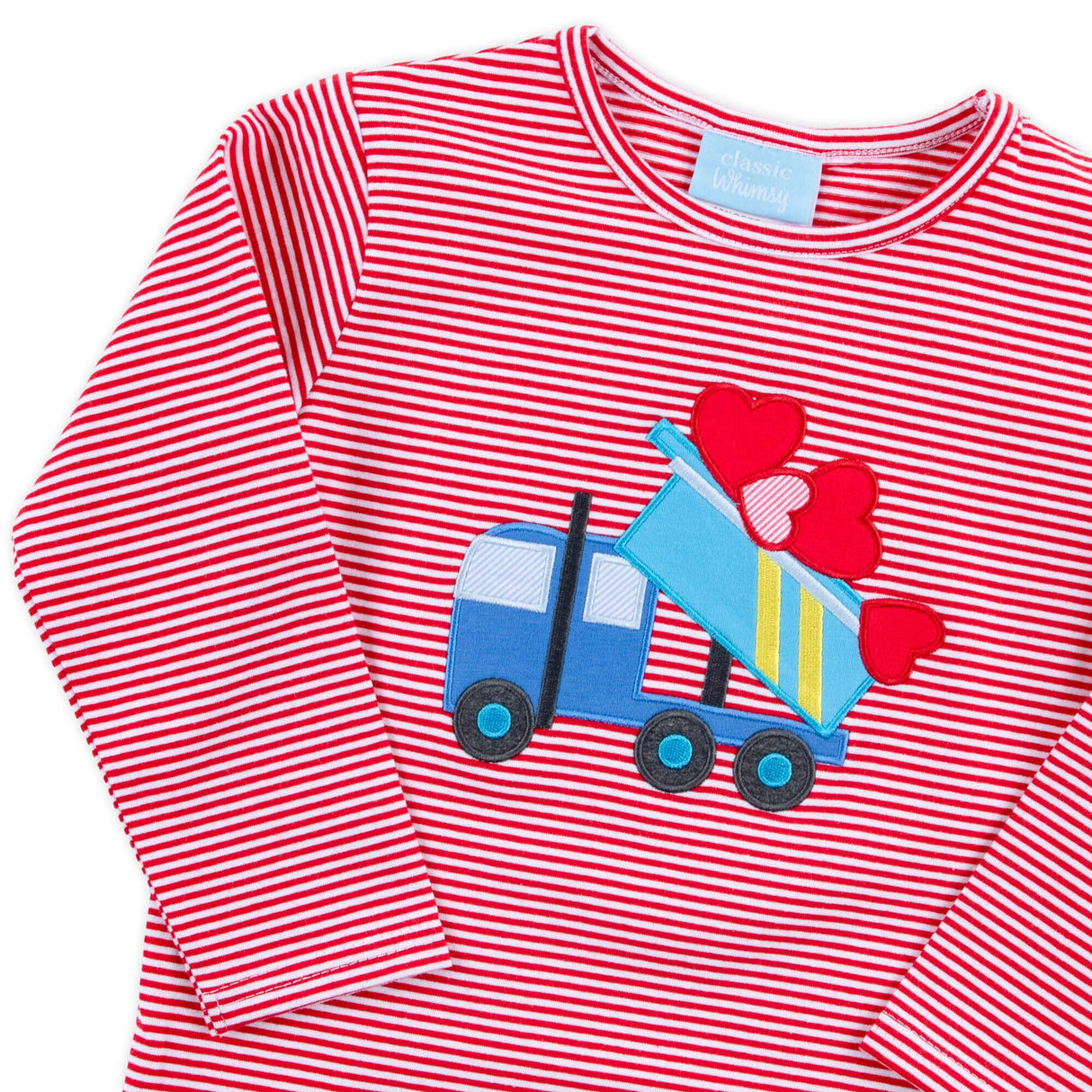 Heart Dump Truck Red Stripe Long Sleeve Shirt