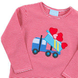 Heart Dump Truck Red Stripe Long Sleeve Shirt