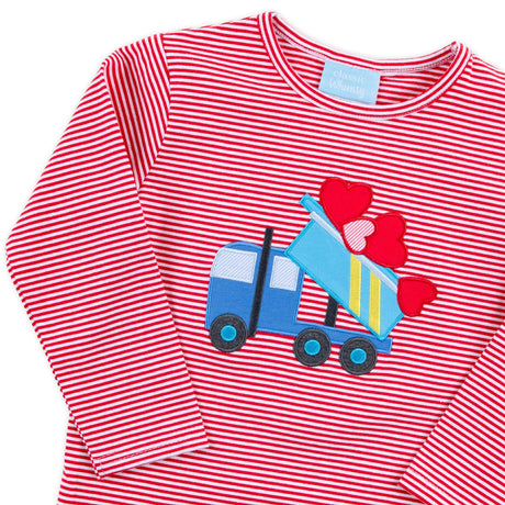 Heart Dump Truck Red Stripe Long Sleeve Shirt