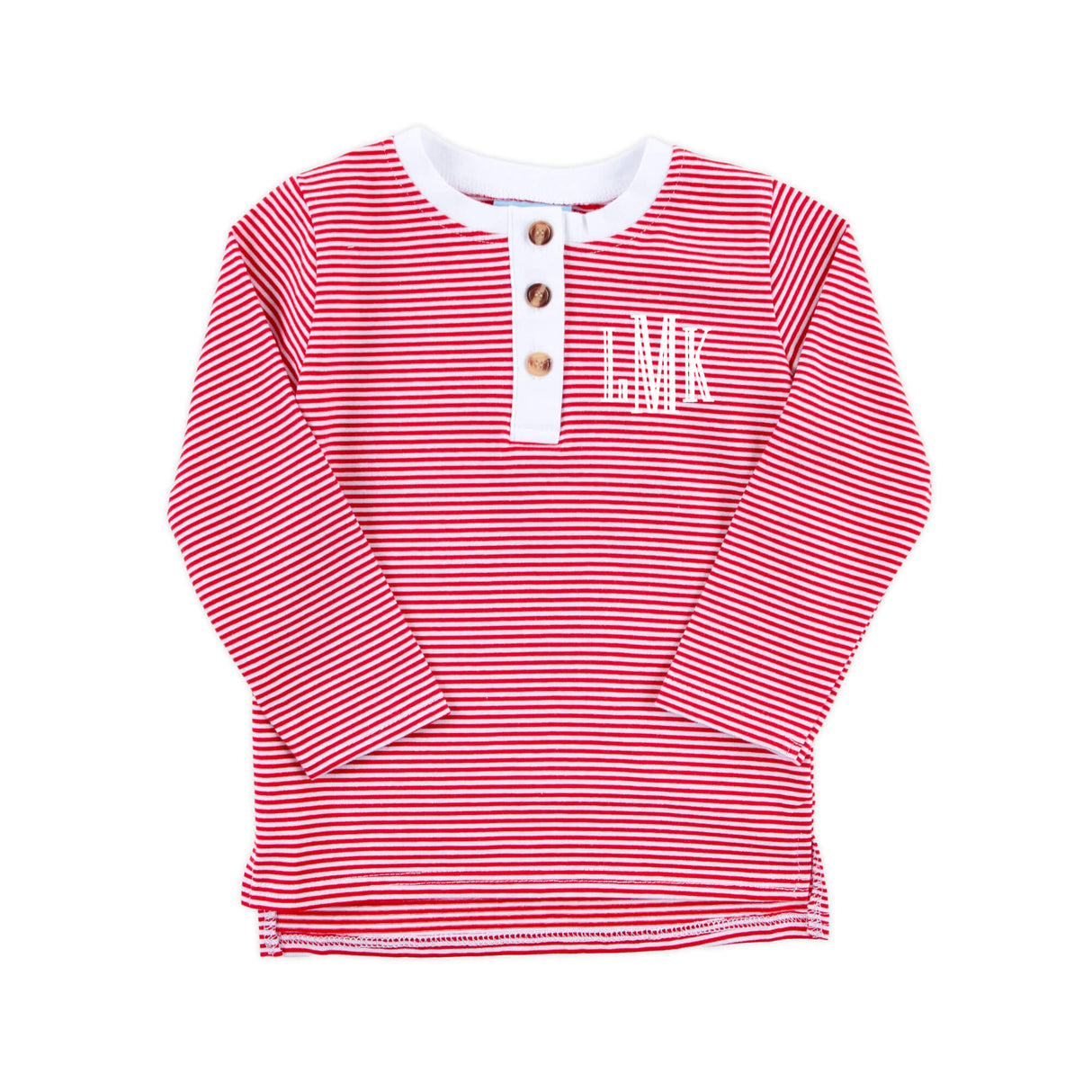 Red Stripe Long Sleeve Henley Shirt