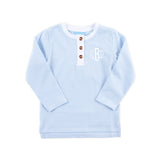Light Blue Stripe Long Sleeve Henley Shirt