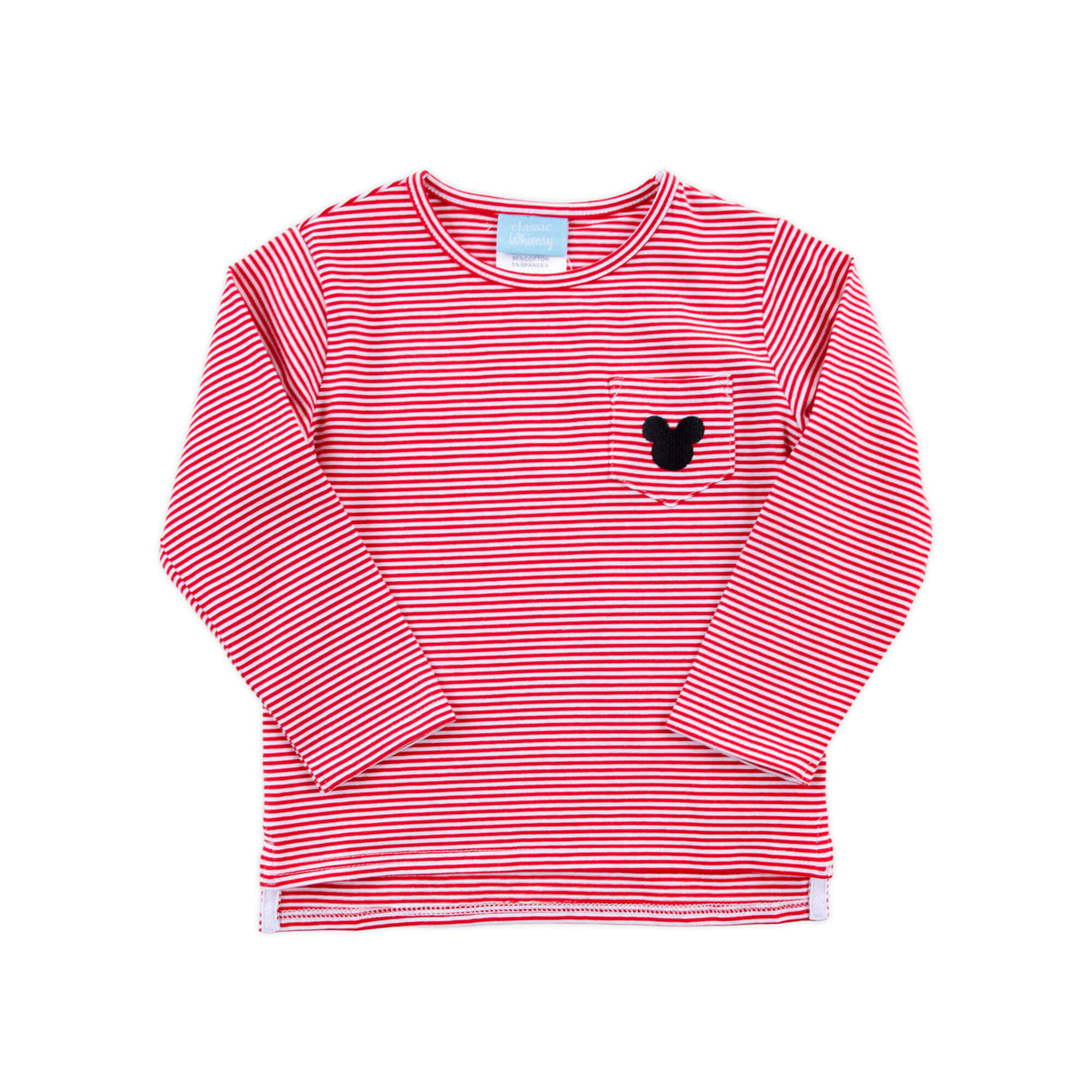 Mouse Ears Red Stripe Long Sleeve Pocket Shirt