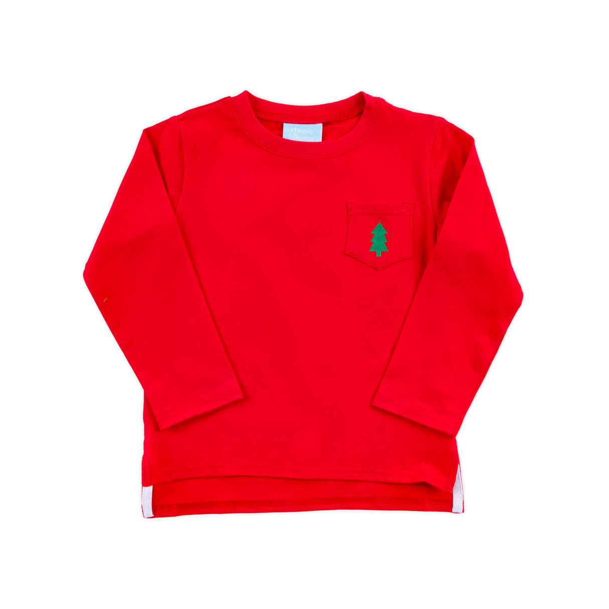 Christmas Tree Red Long Sleeve Pocket Shirt