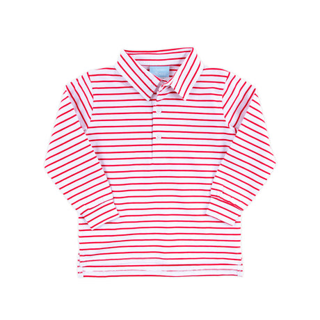 Red Stripe Long Sleeve Polo