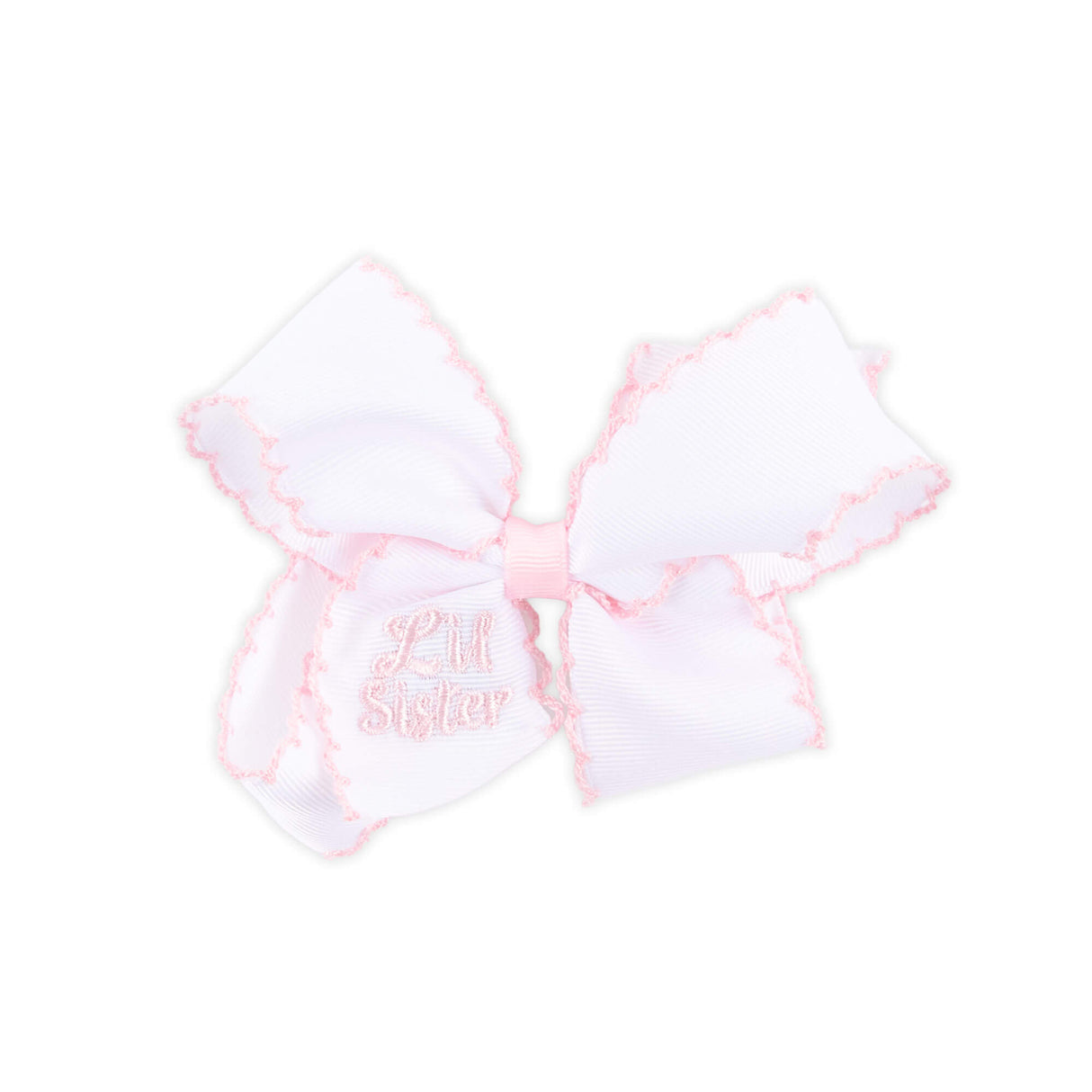 Lil Sister Embroidered Moonstitch Hair Bow