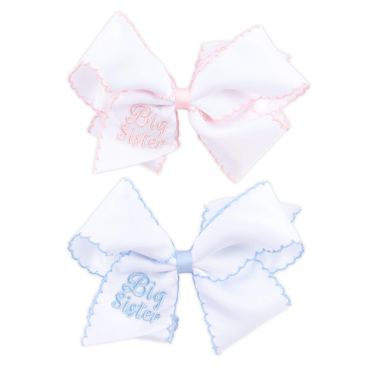 Big Sister Embroidered Moonstitch Hair Bow