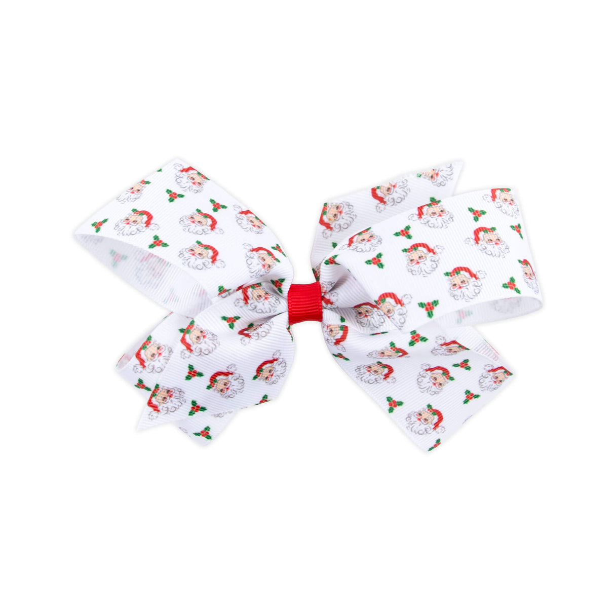 Vintage Santa White Print Hair Bow