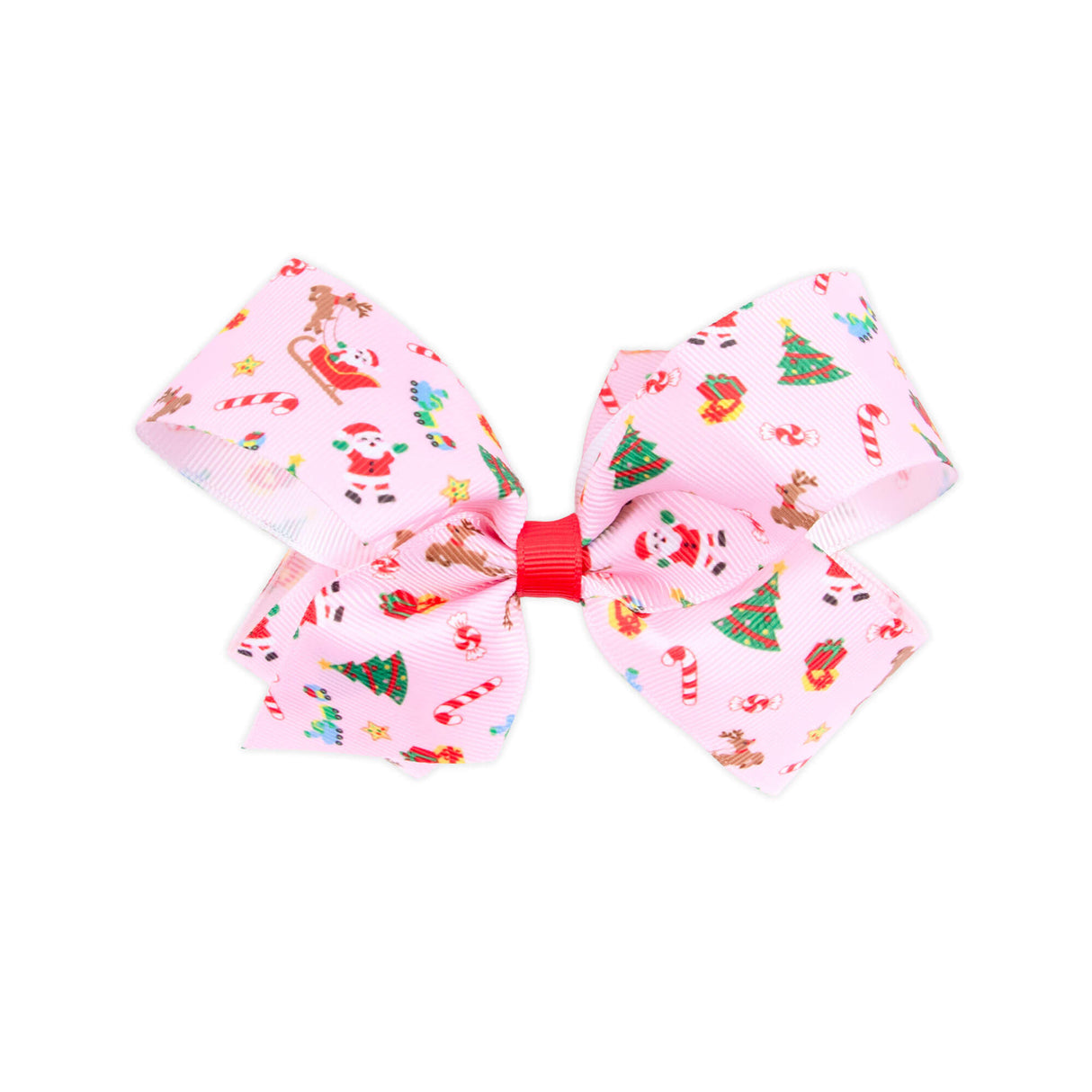 We Believe In Santa Pink Print Hair Bow