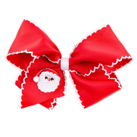 Happy Santa Embroidered Moonstitch Hair Bow