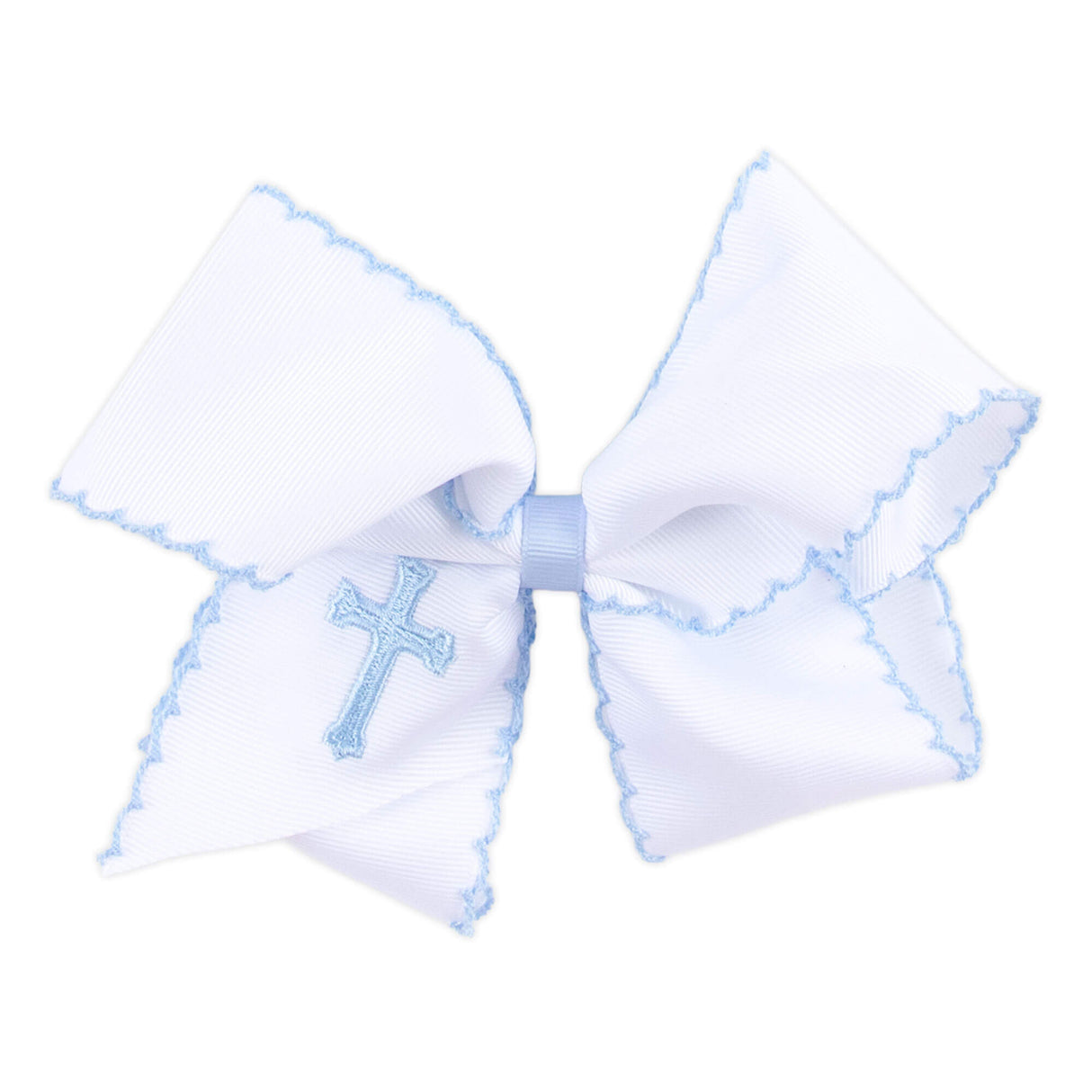 Cross Embroidered Moonstitch Hair Bow
