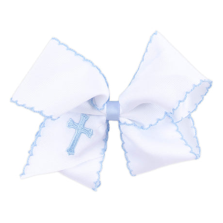 Cross Embroidered Moonstitch Hair Bow