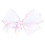 Cross Embroidered Moonstitch Hair Bow