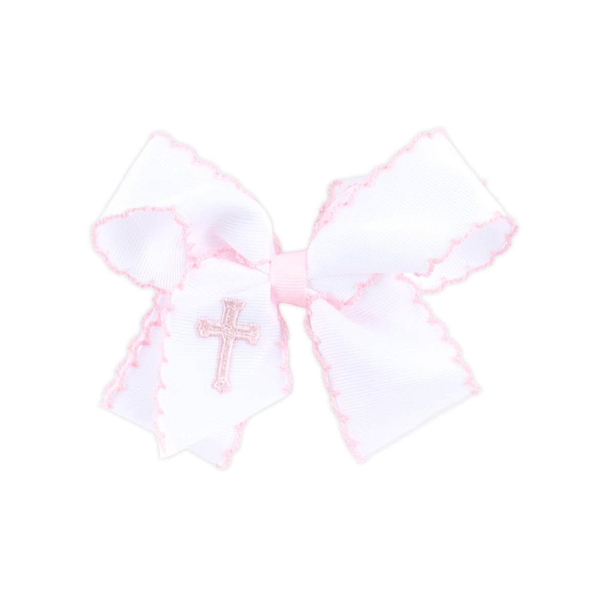 Cross Embroidered Moonstitch Hair Bow
