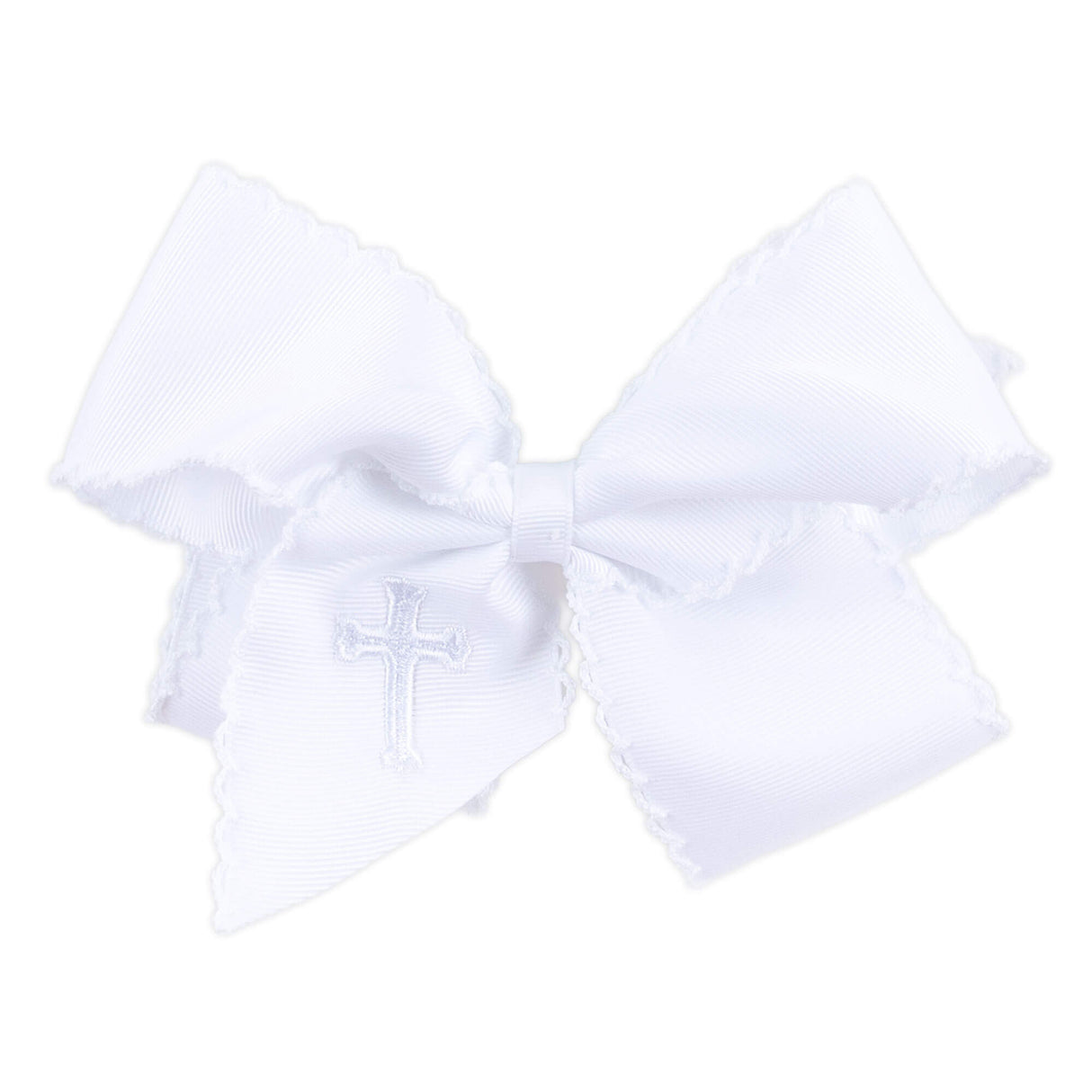 Cross Embroidered Moonstitch Hair Bow