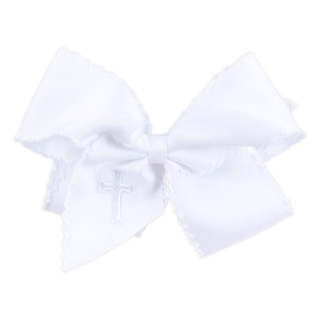 Cross Embroidered Moonstitch Hair Bow