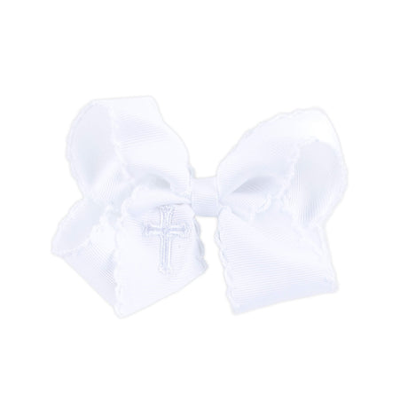Cross Embroidered Moonstitch Hair Bow