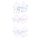 Cross Embroidered Moonstitch Hair Bow