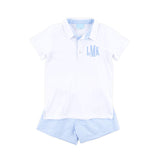 French Blue Gingham Polo Short Set