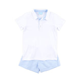 French Blue Gingham Polo Short Set