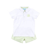 Light Green Gingham Polo Short Set