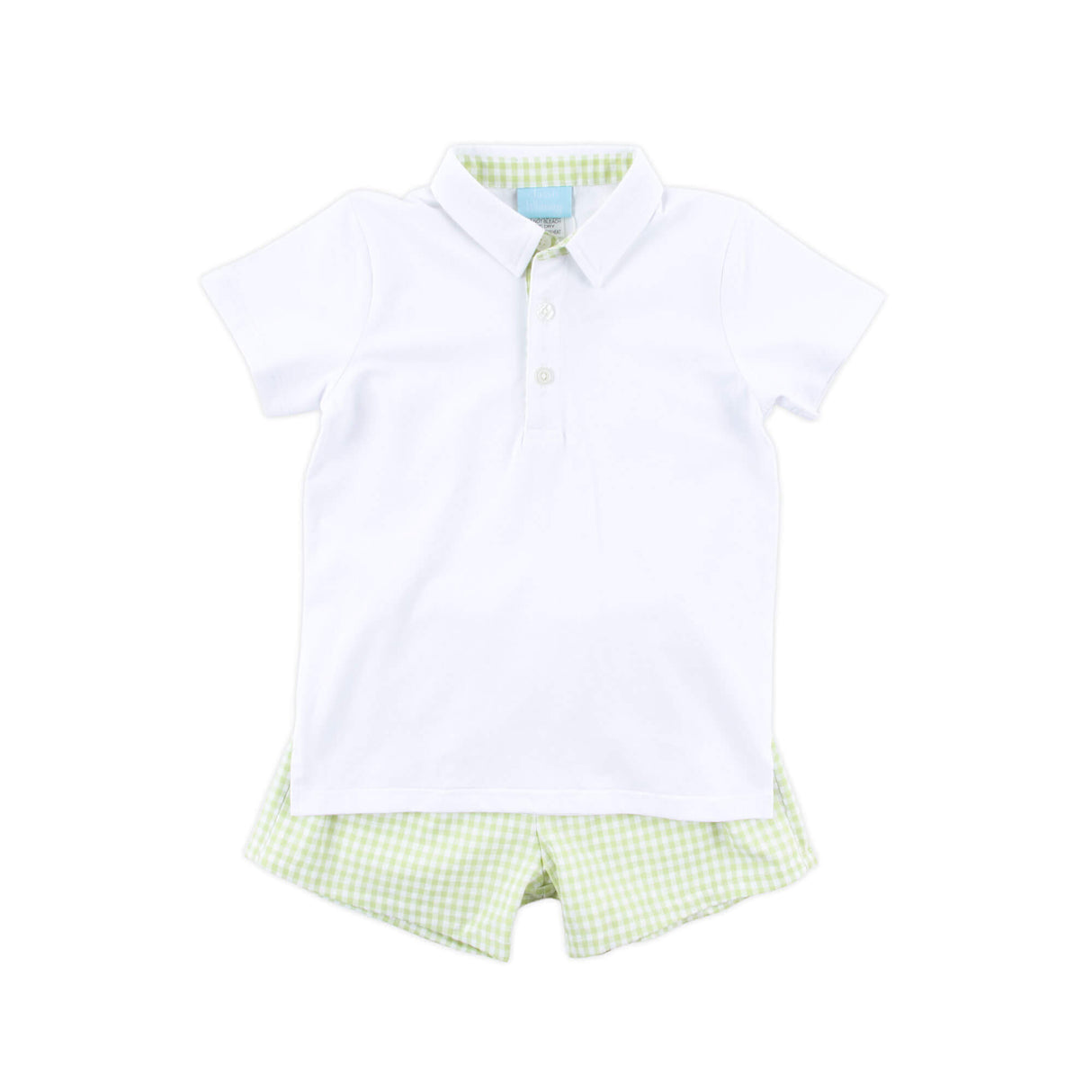 Light Green Gingham Polo Short Set