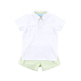 Light Green Gingham Polo Short Set