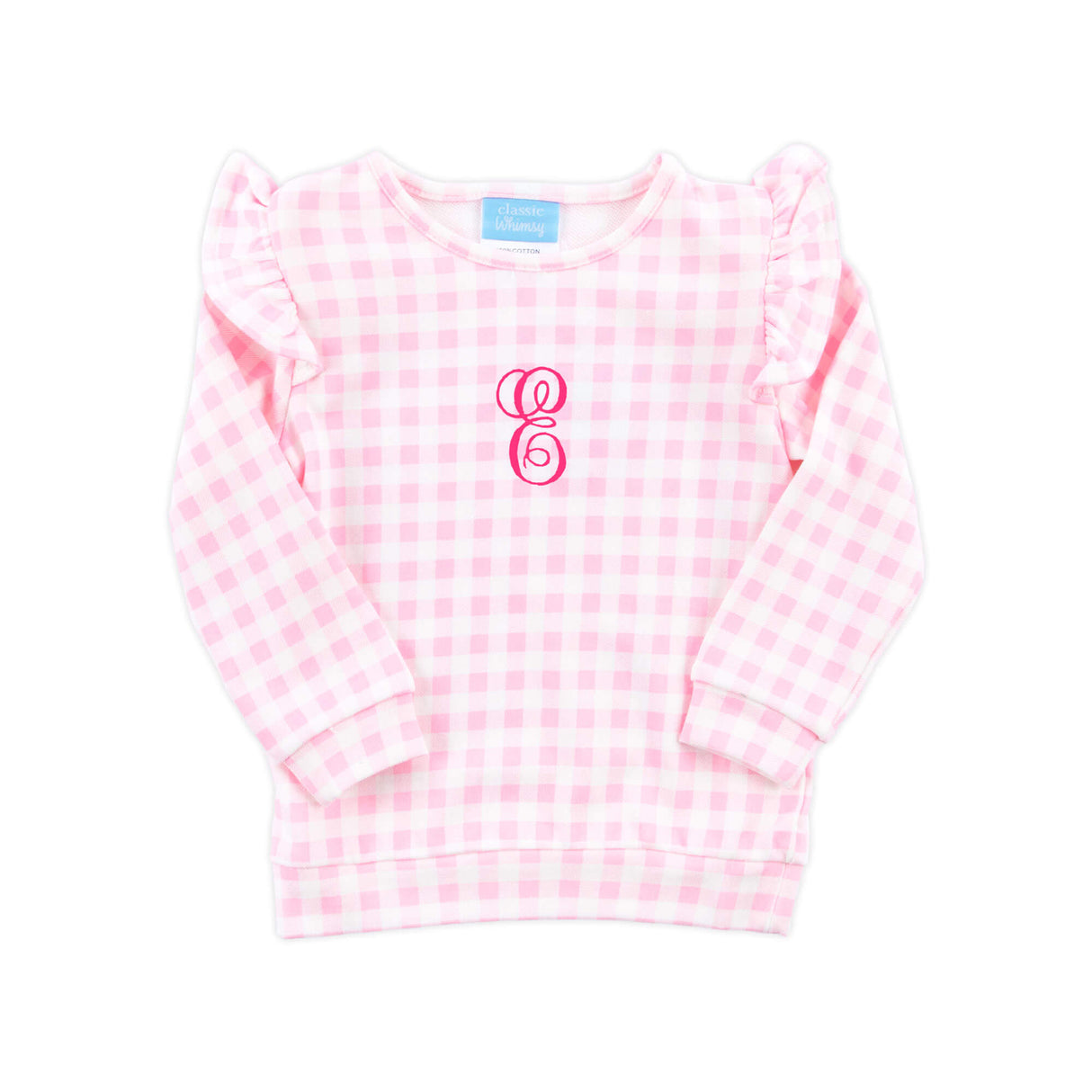 Pink Gingham Ruffle Sweatshirt