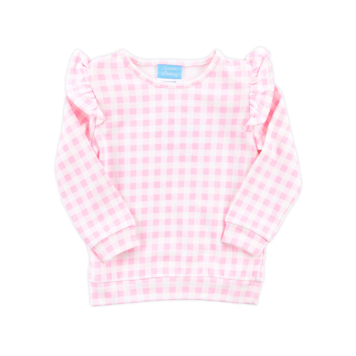 Pink Gingham Ruffle Sweatshirt