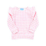 Pink Gingham Ruffle Sweatshirt
