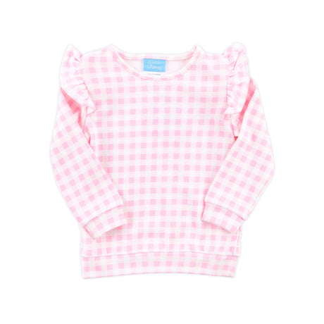 Pink Gingham Ruffle Sweatshirt