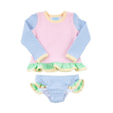 Colorblock Seersucker Rash Guard Set