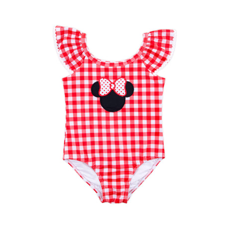 Mouse Ears Red Gingham One Piece Swimsuit