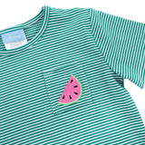 Sweet Watermelon Green Stripe Short Sleeve Pocket Shirt