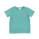 Sweet Watermelon Green Stripe Short Sleeve Pocket Shirt