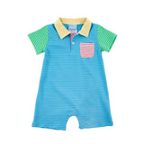 Colorblock Stripe Polo Romper
