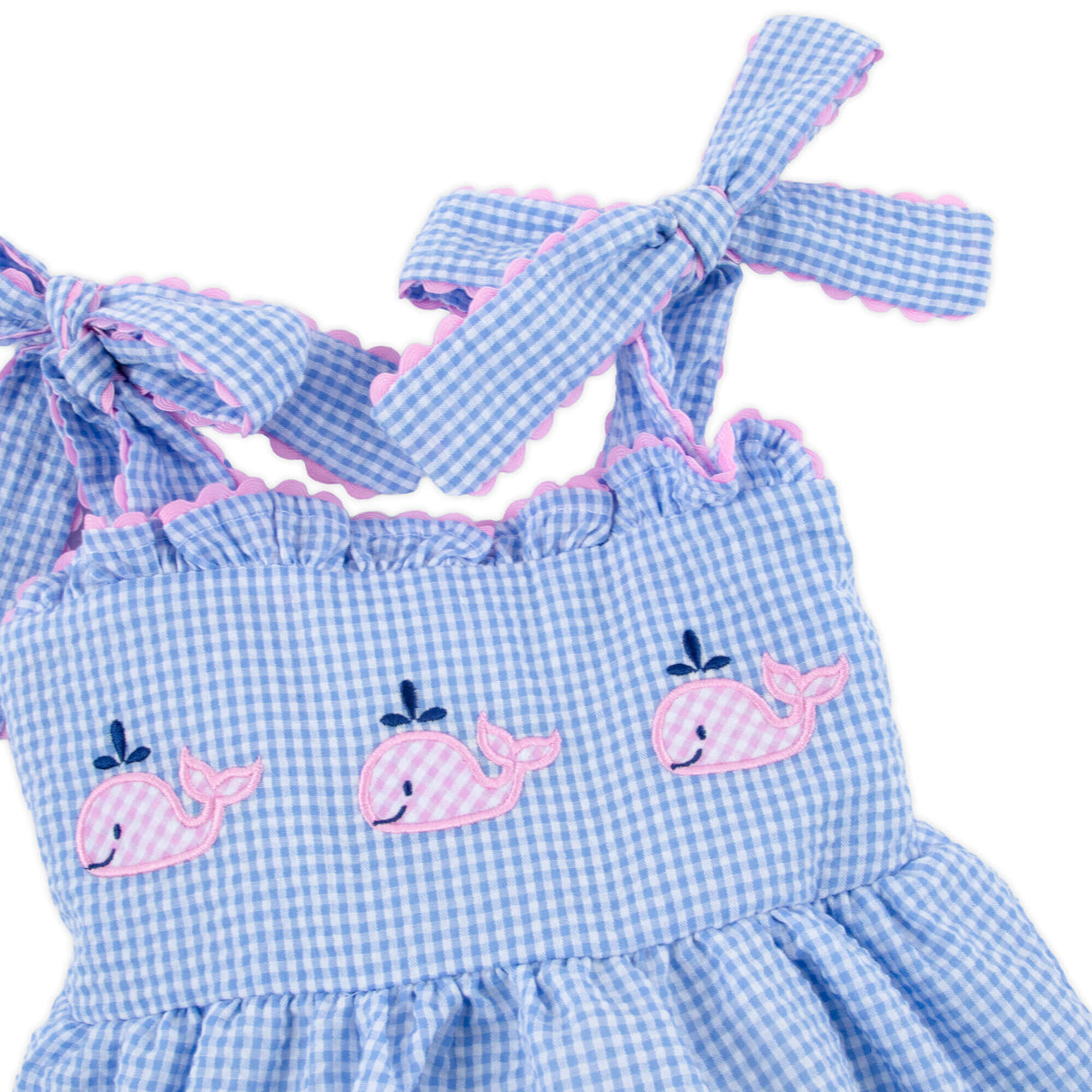 Ocean Whale Light Blue Gingham Aurora Bubble