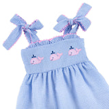 Ocean Whale Light Blue Gingham Aurora Dress