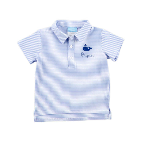 Ocean Whale Light Blue Stripe Polo