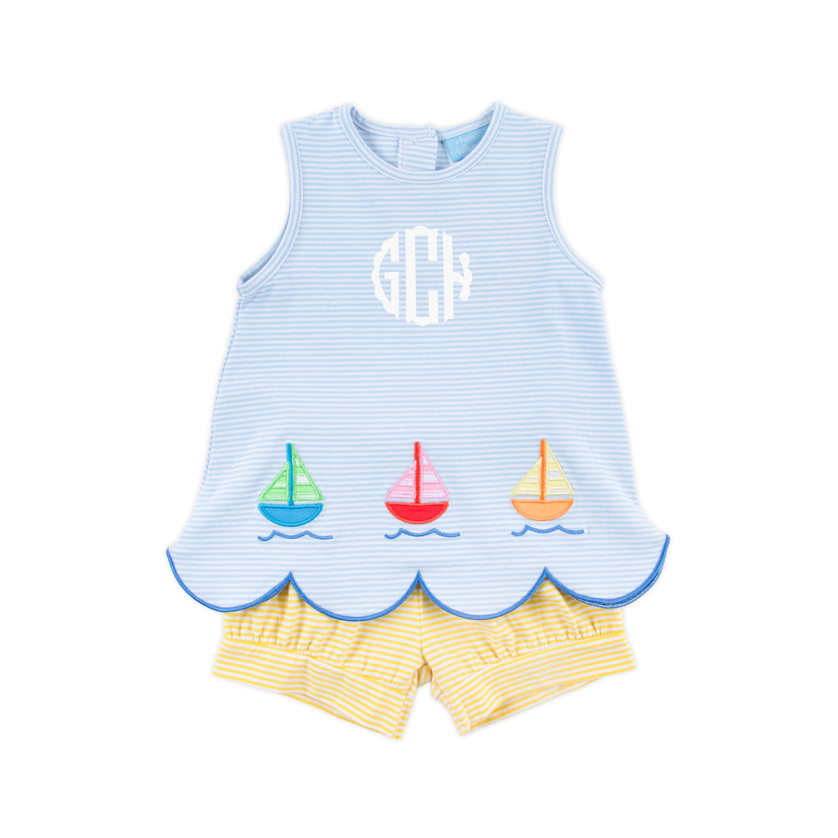 Nautical Adventure Light Blue Stripe Cleo Short Set