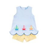 Nautical Adventure Light Blue Stripe Cleo Short Set