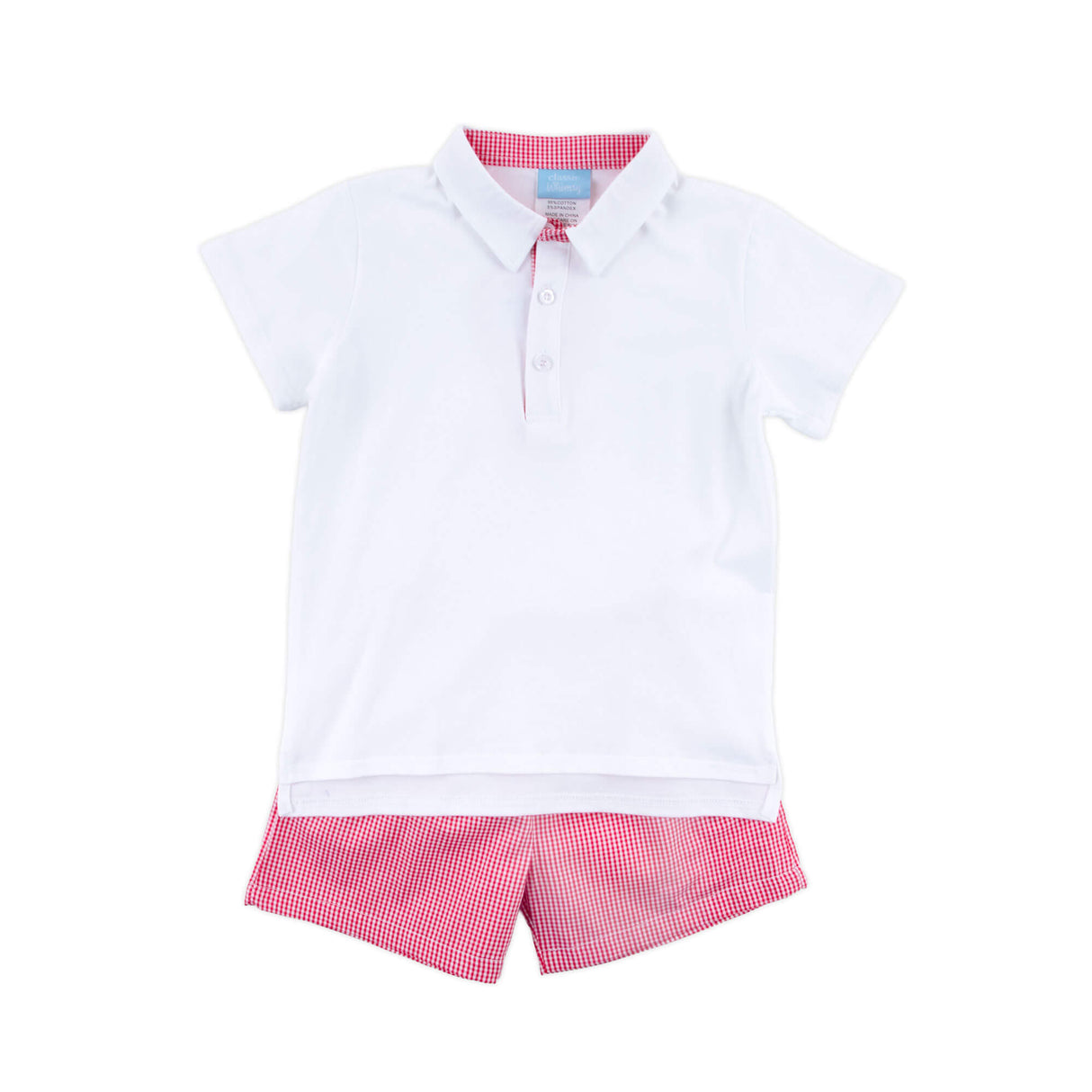 Red Gingham Polo Short Set