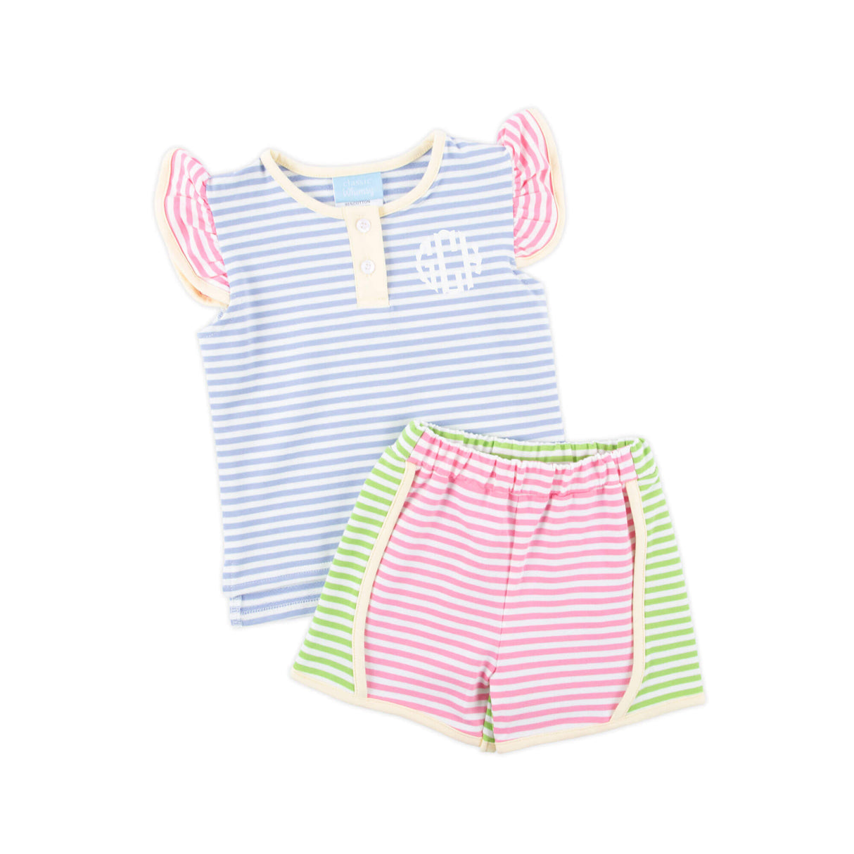 Colorblock Stripe Jade Short Set