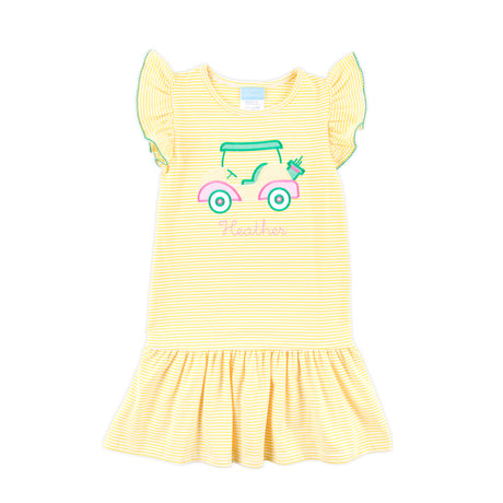 Golf Cart Yellow Stripe Lainey Dress