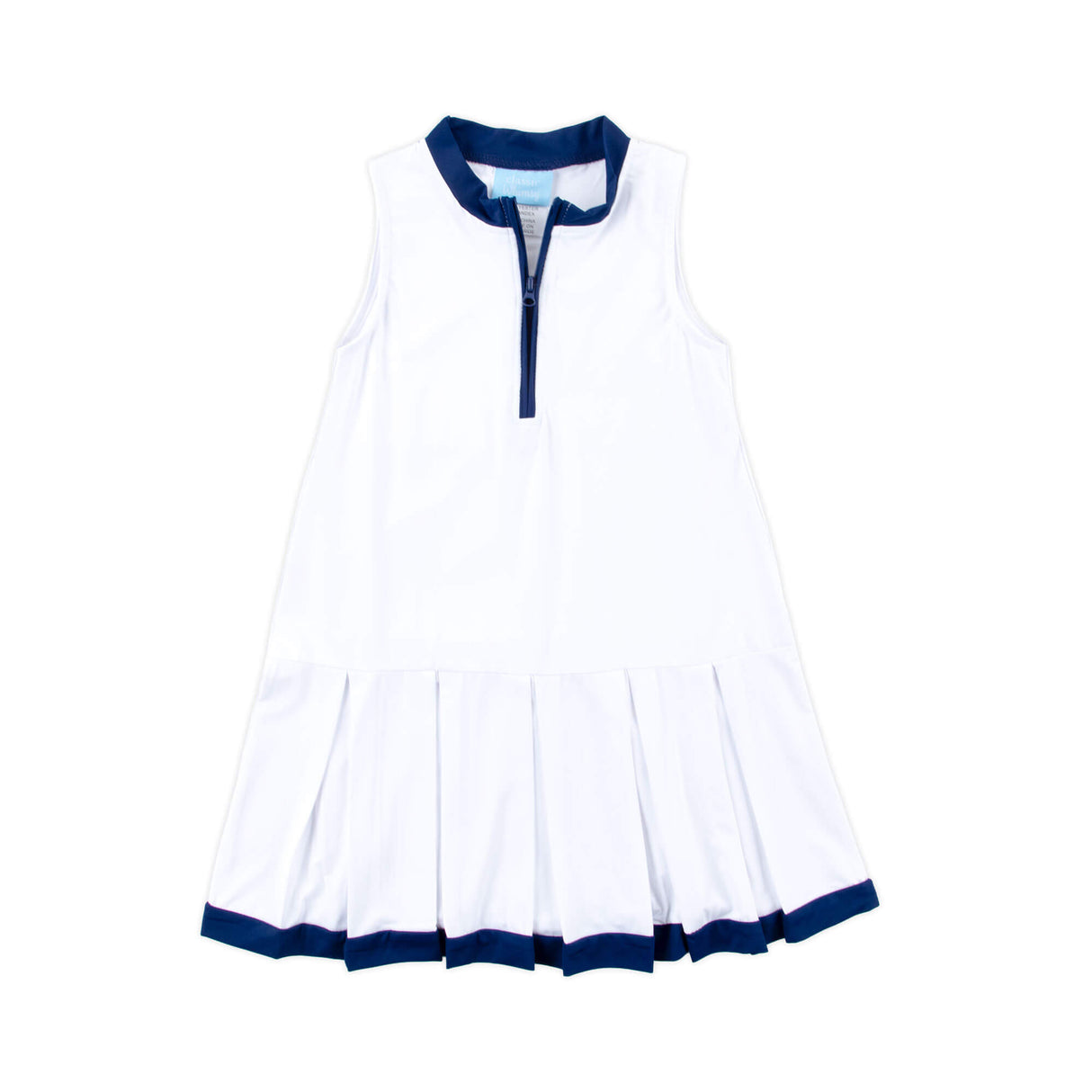 White & Navy Zip Tennis Dress