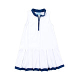 White & Navy Zip Tennis Dress