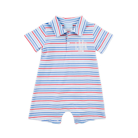 Patriotic Play Red & Blue Stripe Polo Romper
