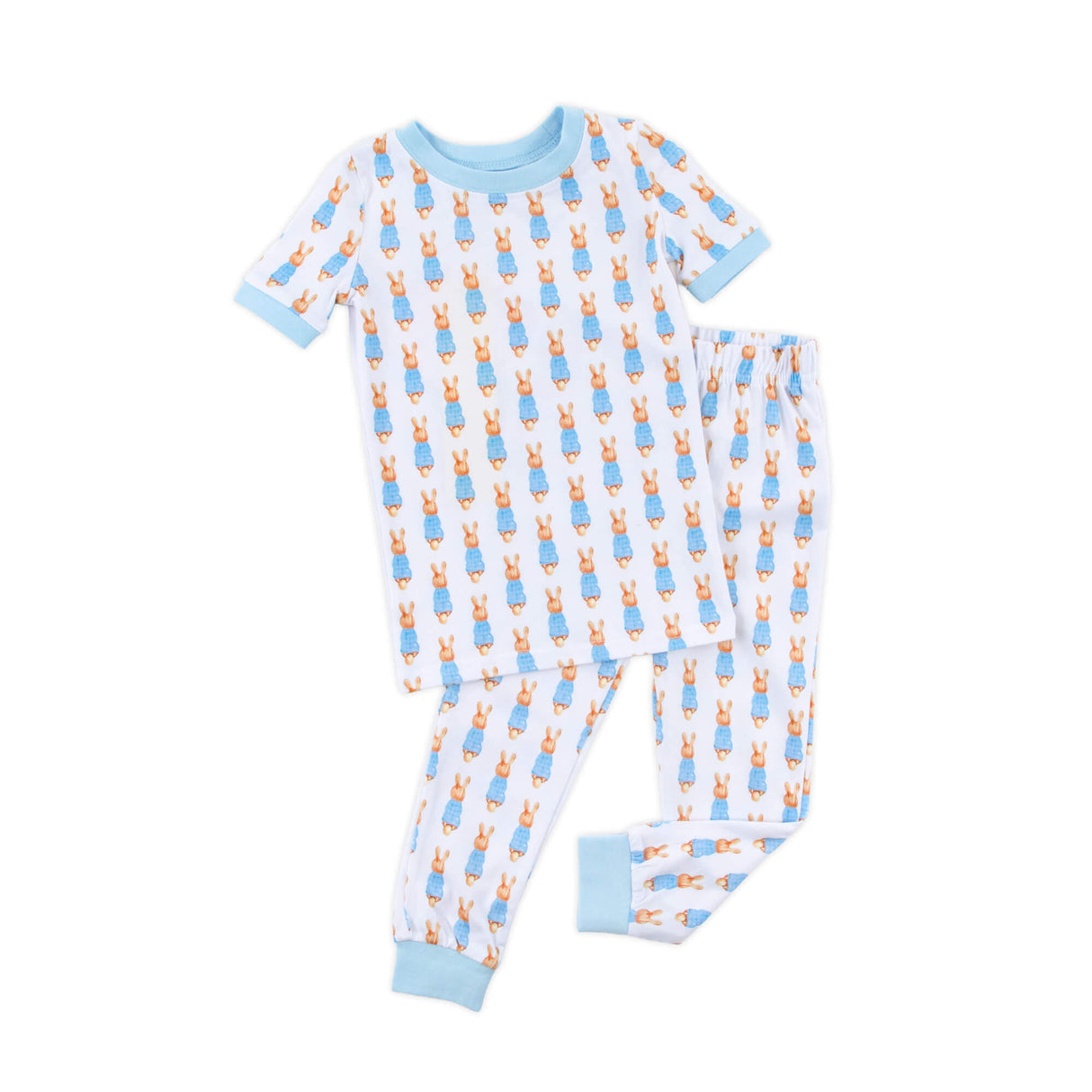 Gingham Storybook Bunnies Blue Pajamas